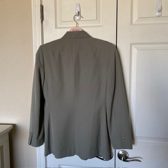 Talbots Blazer 1980s Khaki Green 100% Wool Pockets Shoulder Pads Women’s 8 - Picture 2 of 13